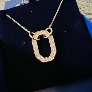 Swarovski Dextera Pendant, Octagon, Pave, White, Rose Gold Tone Plated 5642389